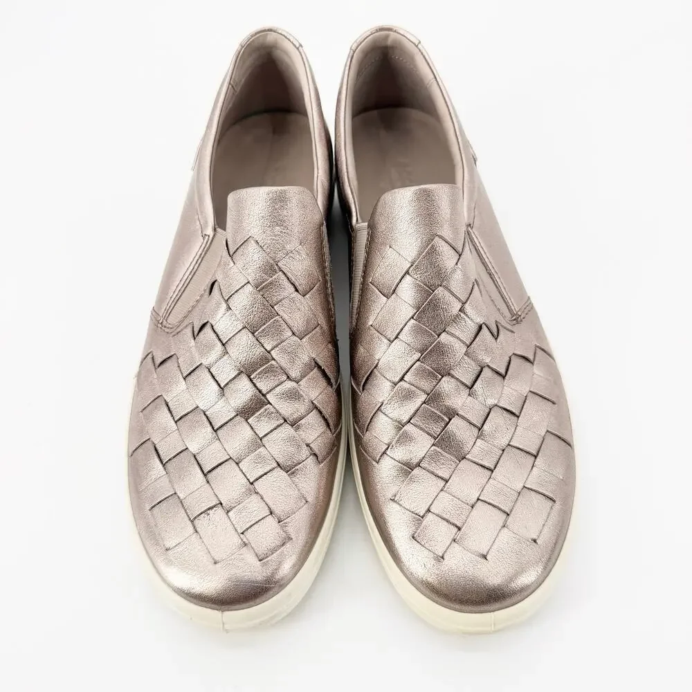 ECCO Soft 7 Woven Metallic Rose Gold Leather Slip On Sneakers EU 42 US 11 - Picture 2 of 7
